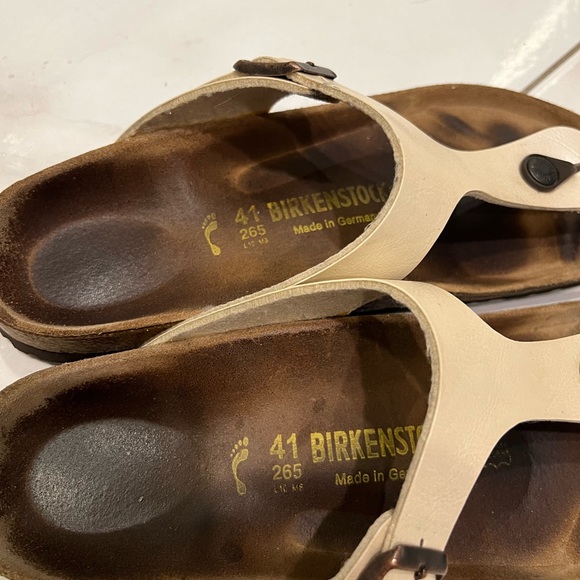 Birkenstock Size 41  Gizeh Sandals Pearl White Thong Buckle Cork Sole Unisex - Picture 5 of 8